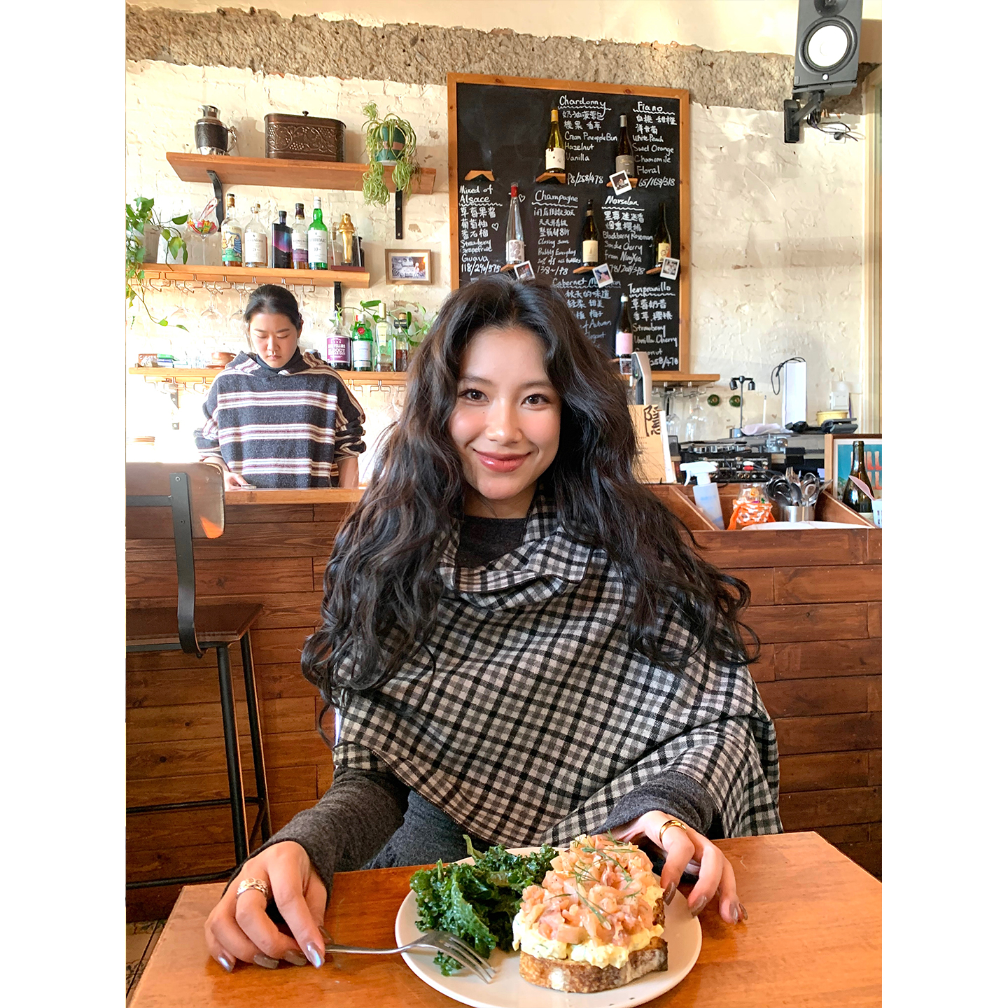 DaqianwithU 灰色高级感流苏毛呢披肩女秋冬格纹保暖披风斗篷