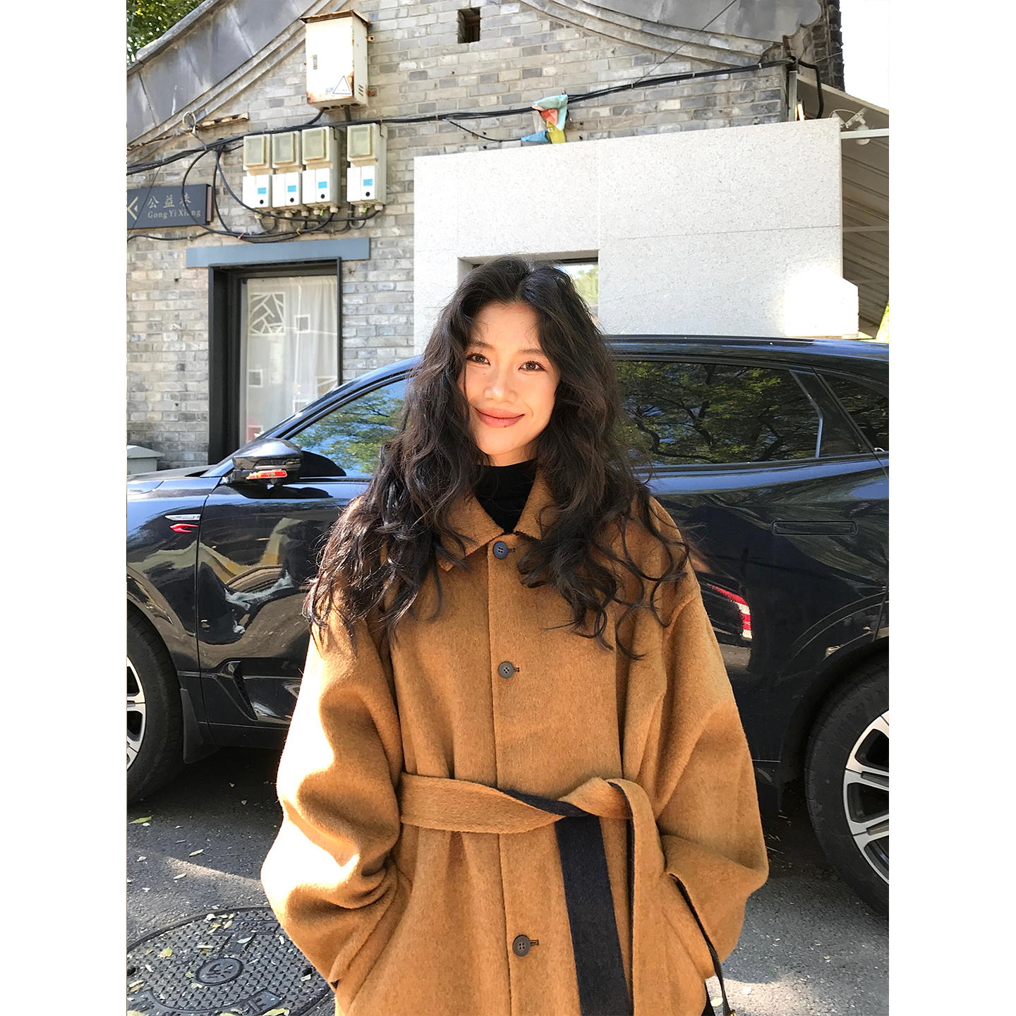 DaqianwithU 2025冬季通勤羊毛羊绒双面双色穿毛呢大衣长款外套女