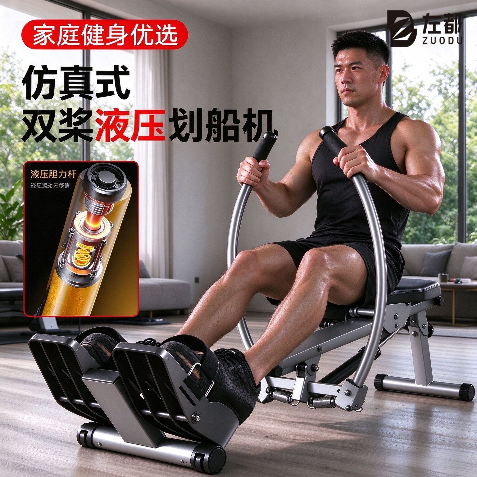 多功能划船机健身器材家用液压