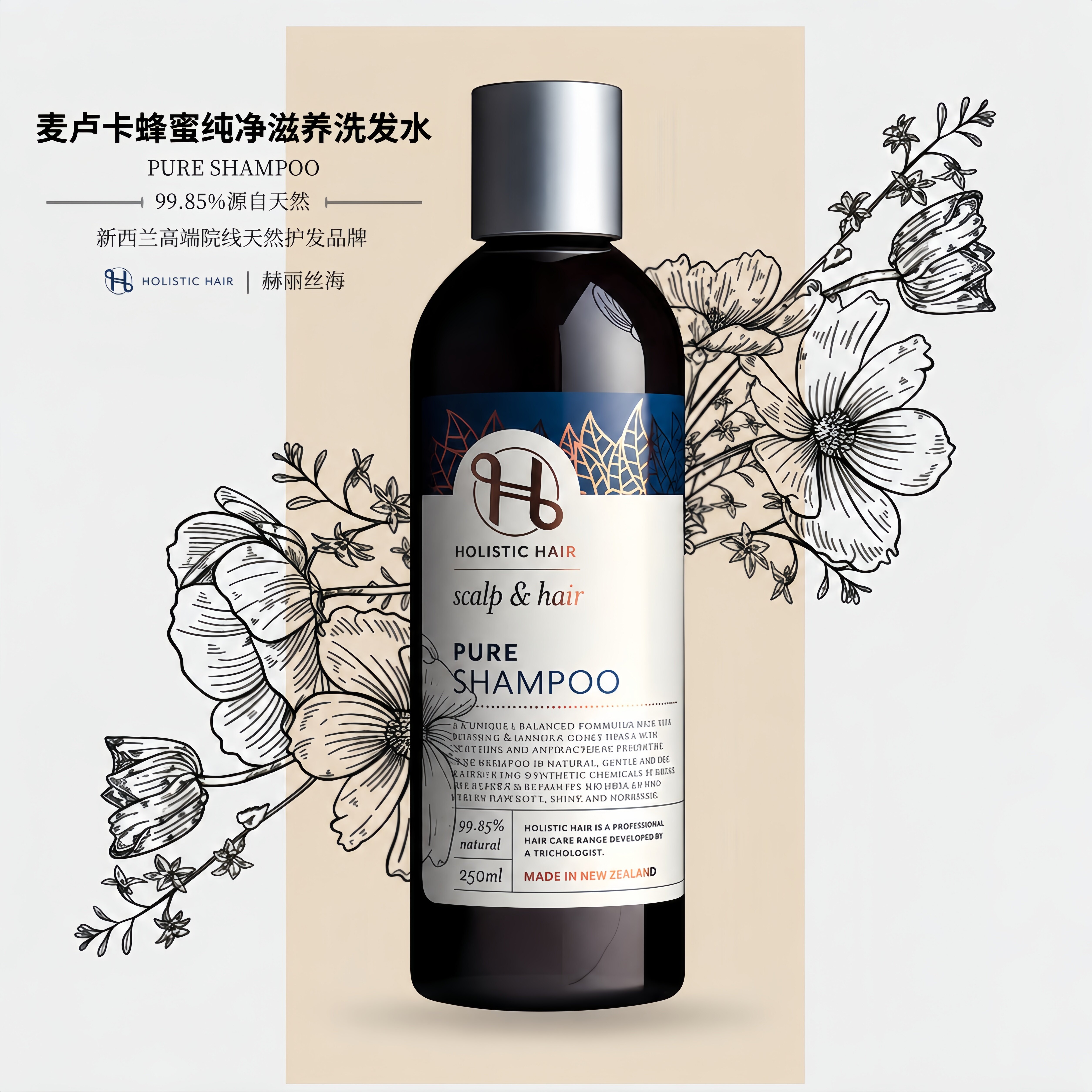 Holistichair赫丽丝海进口蜂蜜纯净天然洗发水温和清洁宝妈用安全