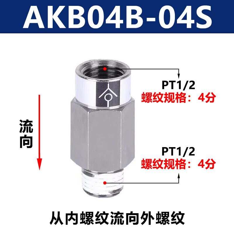 真空单向阀气动止回阀AKB01B-01S空气04B-04单项03B-03接头02B-02图片