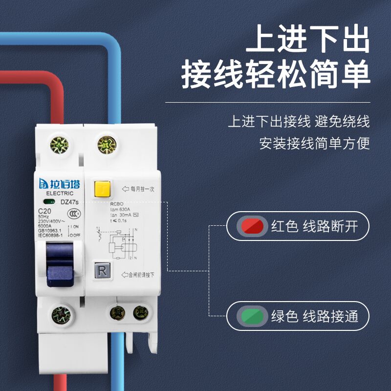 家用漏电保护断路器DZ47漏保1P40A2P63A总P空开空气开关电闸带漏
