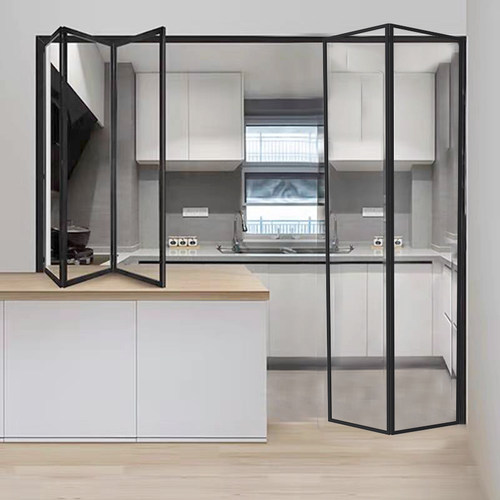 铝合金折叠门玻璃隔断门厨房卫生间阳台推拉门隐形极窄吊轨无轨道