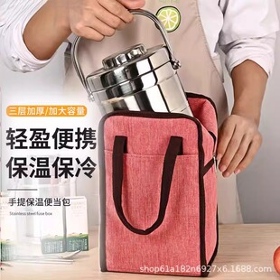 饭盒袋加厚保温手提包圆形铝箔学生上班族带饭手拎袋子防水便当袋