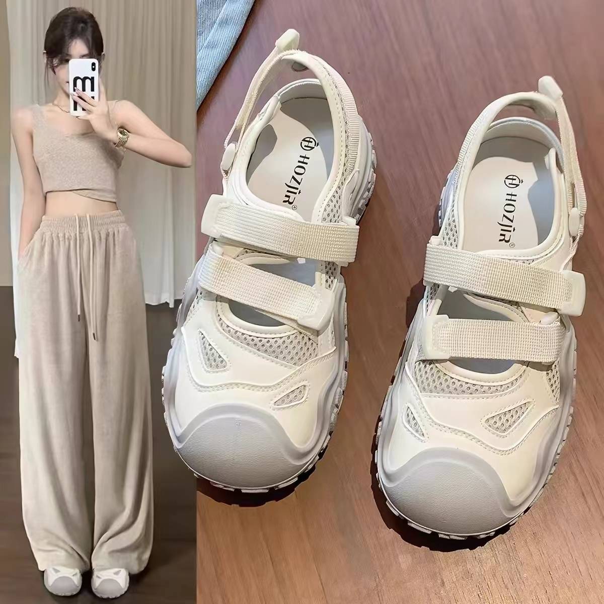厚底包头运动鞋子女款夏2026新款