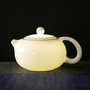 家用泡茶壶盖碗茶杯办公陶瓷高档轻奢送礼 羊脂玉白瓷功夫茶具套装