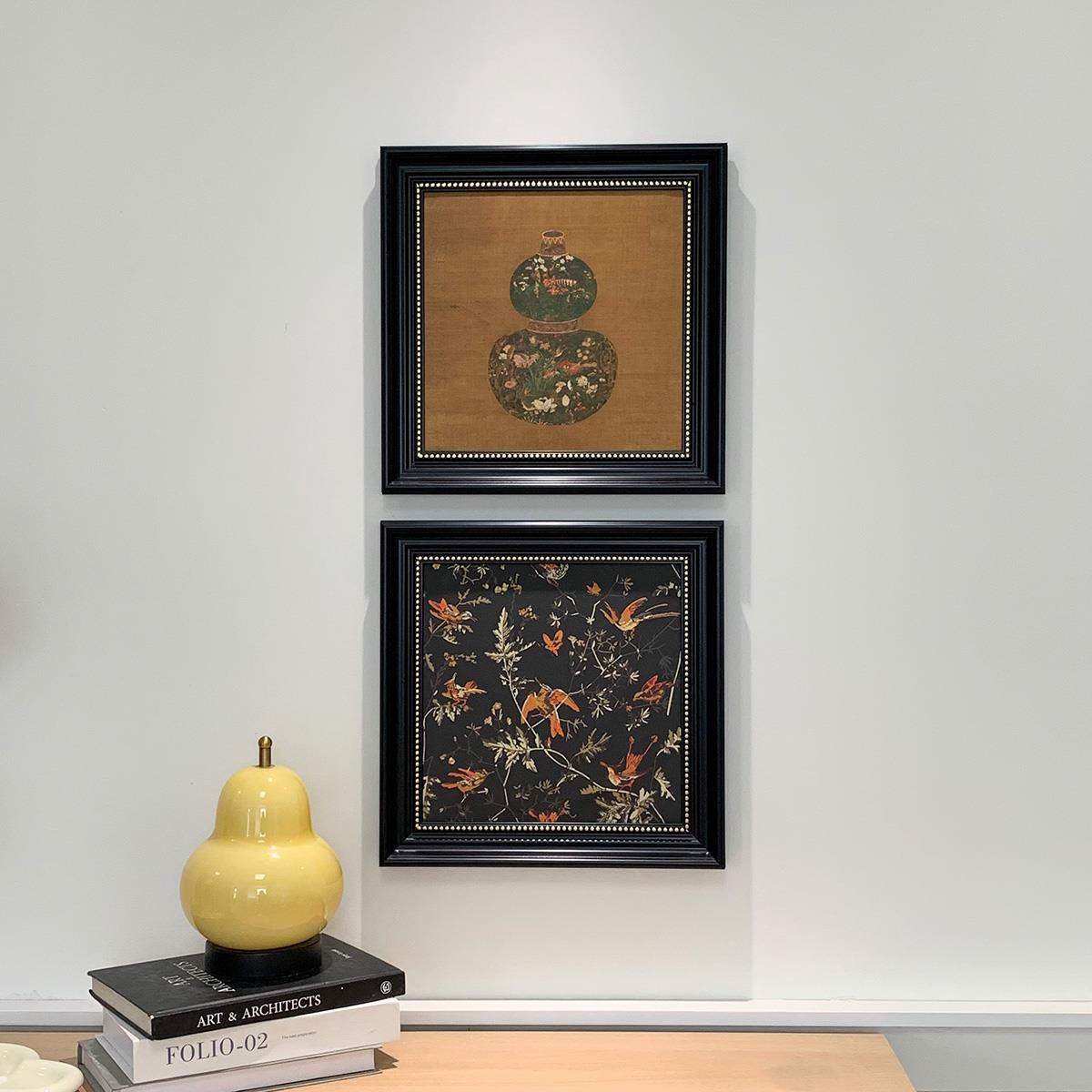 新中式花鸟福禄装饰画 画客厅卧室饭厅沙发背景墙挂画 画方形相框