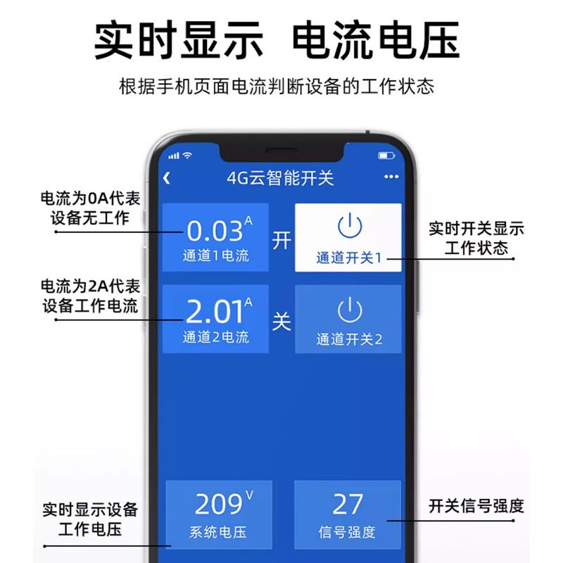 海鹦4G手机远程控制开关220v380v电源电流检测无线遥控空开断路器