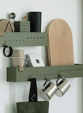 墨绿色墙上隔板 创意软装装饰板 收纳分层置物架 铁艺杂物多层板