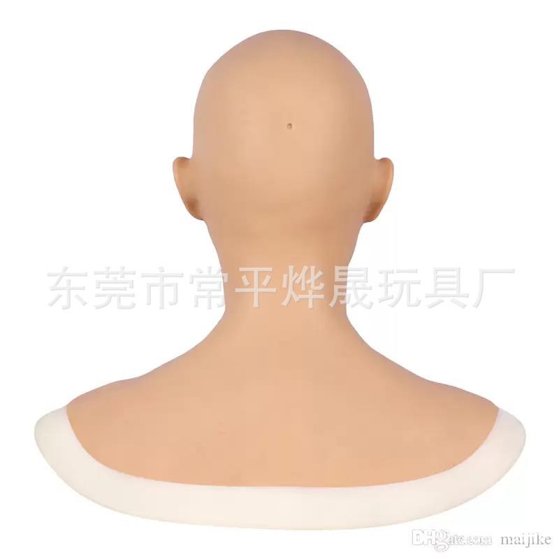独立站新款乳胶光头美女面具头套万圣节角色扮演道具面具搞怪面具