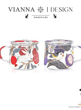 VIANNA丨小兔·Fran古典玻璃水杯咖啡杯带盖带把喝水杯果汁杯礼物