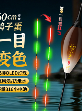 咬钩一目变红色60cm鸽子蛋行程夜光漂OLED日夜两用316硬尾电子漂