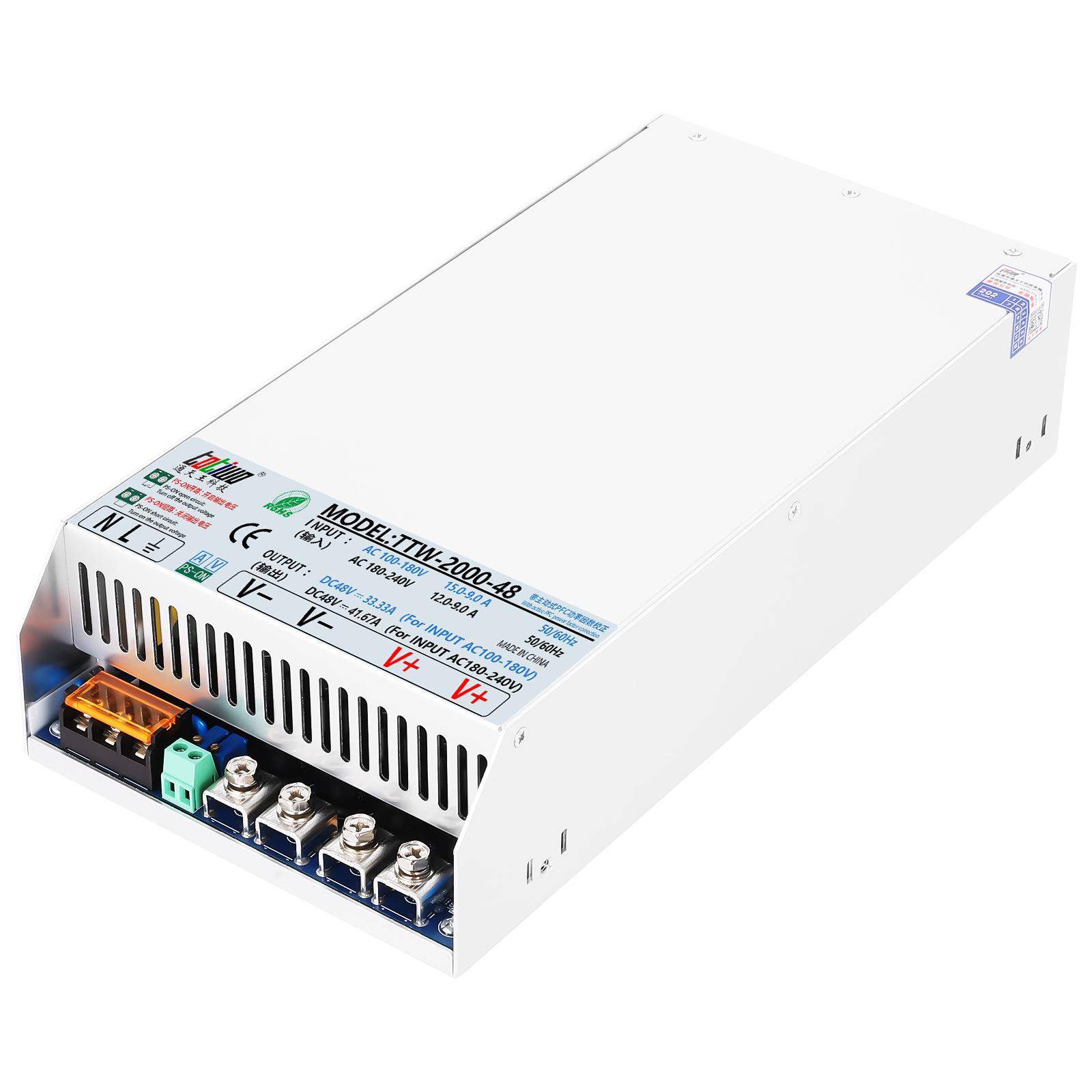 100-240VAC功率因数校正PFC功能DC48V49V50V1800W2000W开关电源