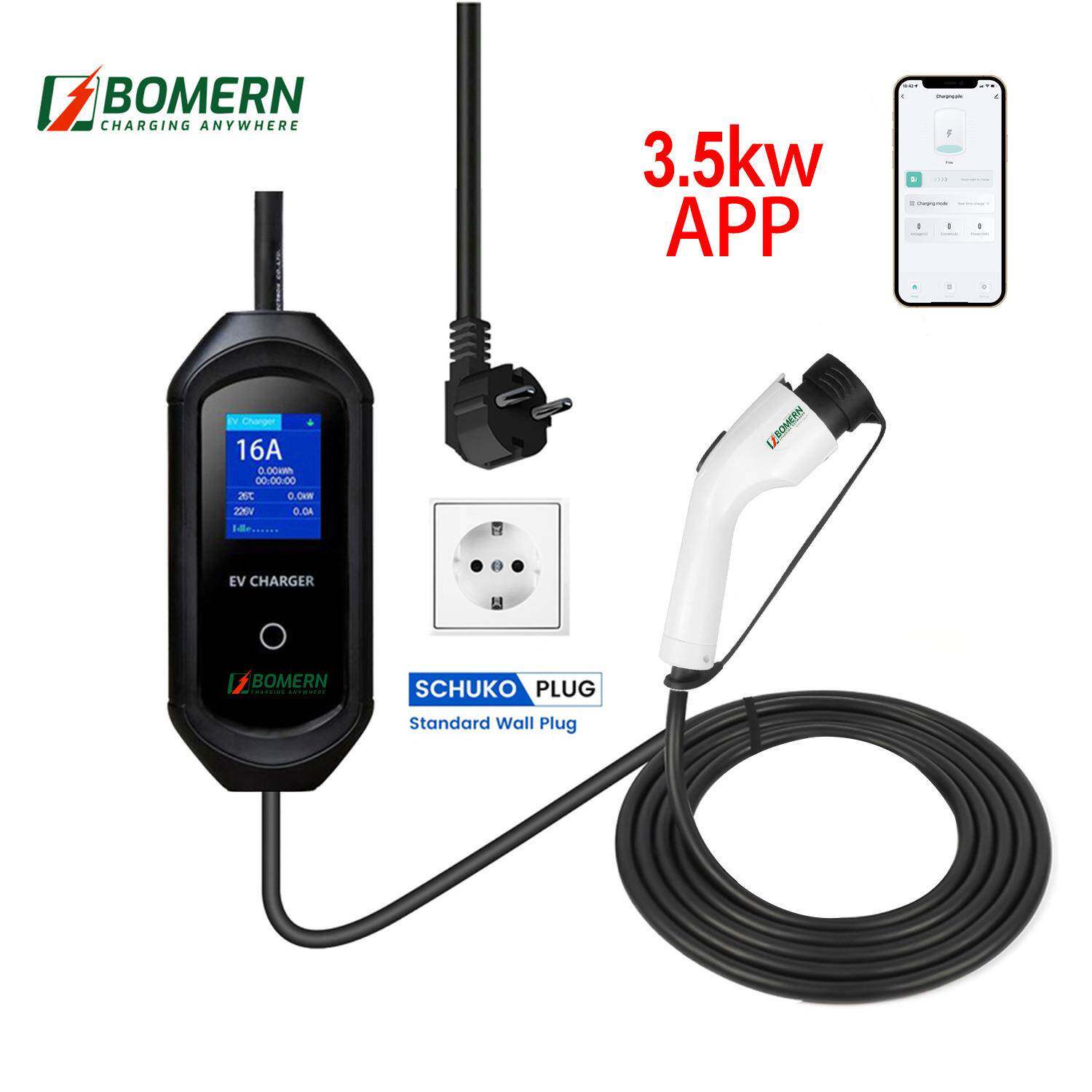 厂家电动汽车国标便携式充电器3.5kw智能家用随车充16A220V