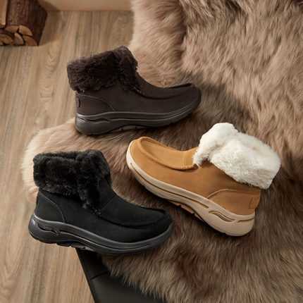 Skechers斯凯奇女鞋冬季新款加绒加厚松糕底雪地靴减震休闲运动鞋