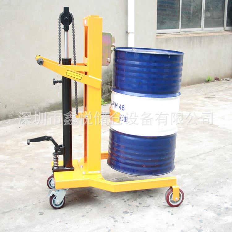 供应油桶堆高车450KG升高600MM手推油桶车简易油桶升高车