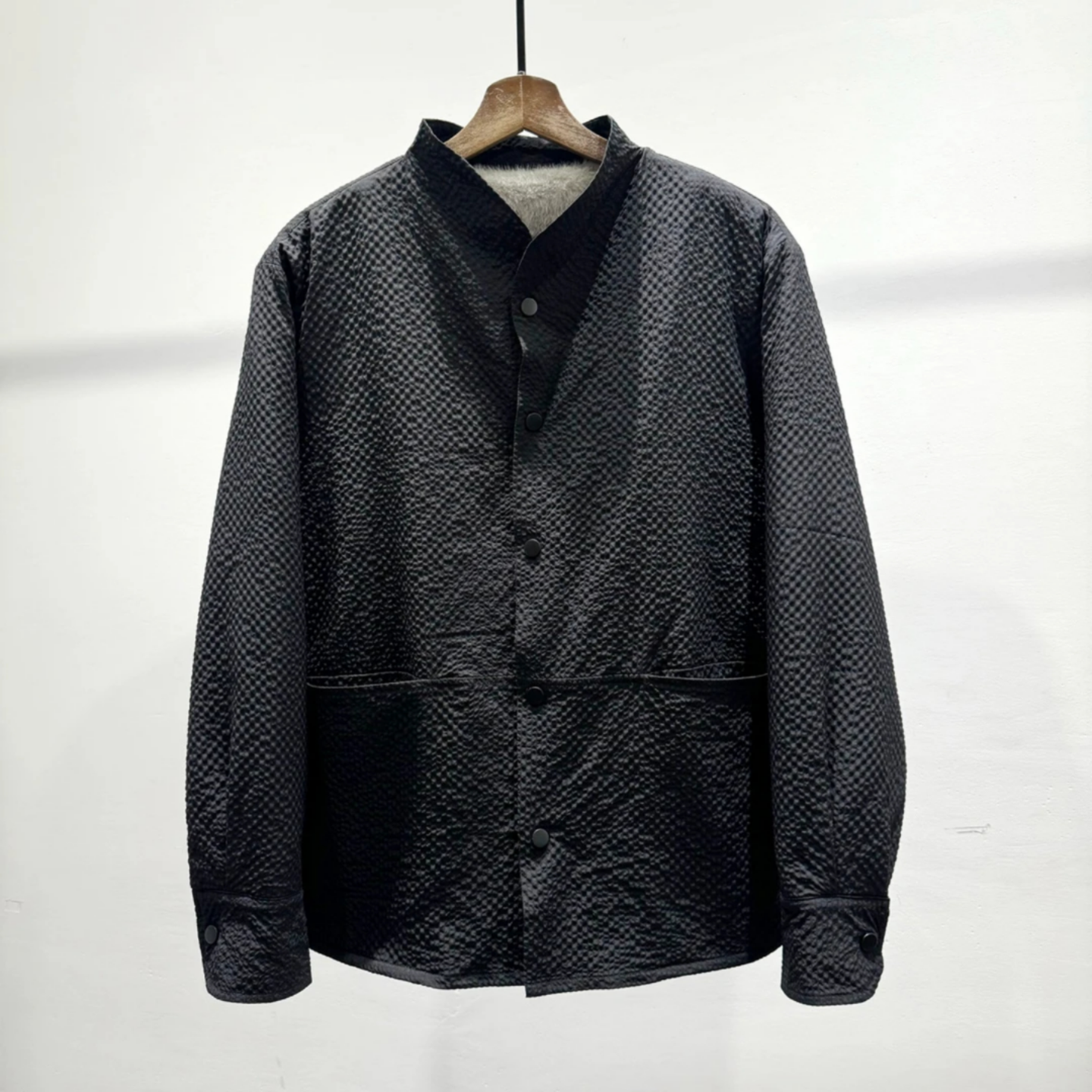 时尚座山雕泡泡纱加绒夹克外套男