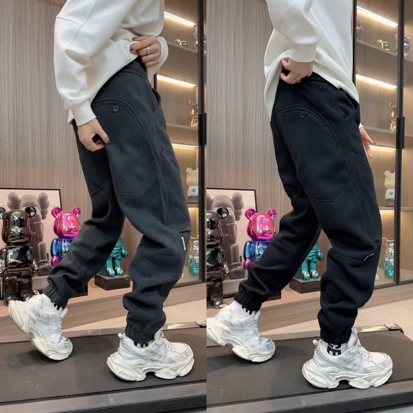 直播间同款男士加绒加厚时尚潮流束脚休闲裤百搭纯色潮牌运动卫裤