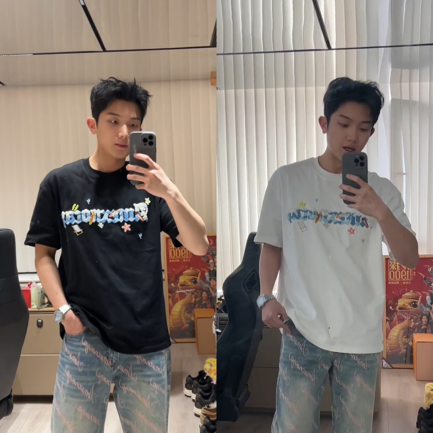 夏季洋气百搭时尚圆领套头潮流上衣休闲帅气字母刺绣短袖T恤男士