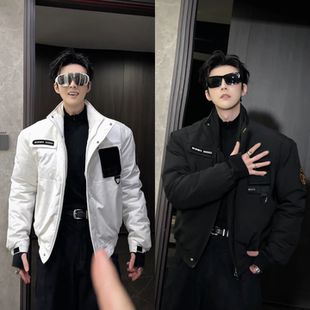 美式立领飞行员夹克男冬季硬汉风工装棉服外套防风保暖小众高级感