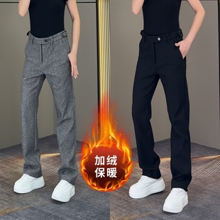 直播间同款冬季男士休闲裤百搭长裤舒适轻奢百搭加绒直筒西装裤潮