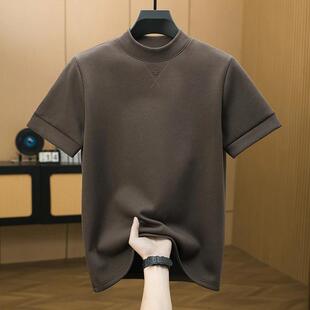 简约潮流百搭半高领打底衫 短袖 T恤时尚 上衣 男装 新款 2025春季 男士