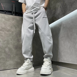 冬季加厚百搭束脚休闲裤宽松纯色男士抽绳潮裤运动卫裤高街潮流
