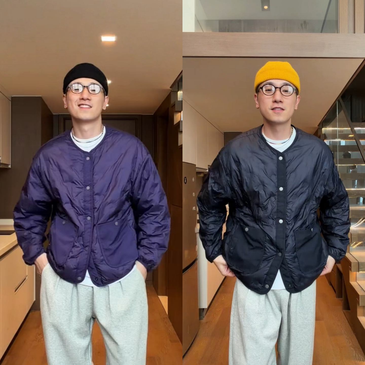 秋季上新简约百搭棉衣男士高级感宽松圆领纽扣开衫保暖外套松弛感