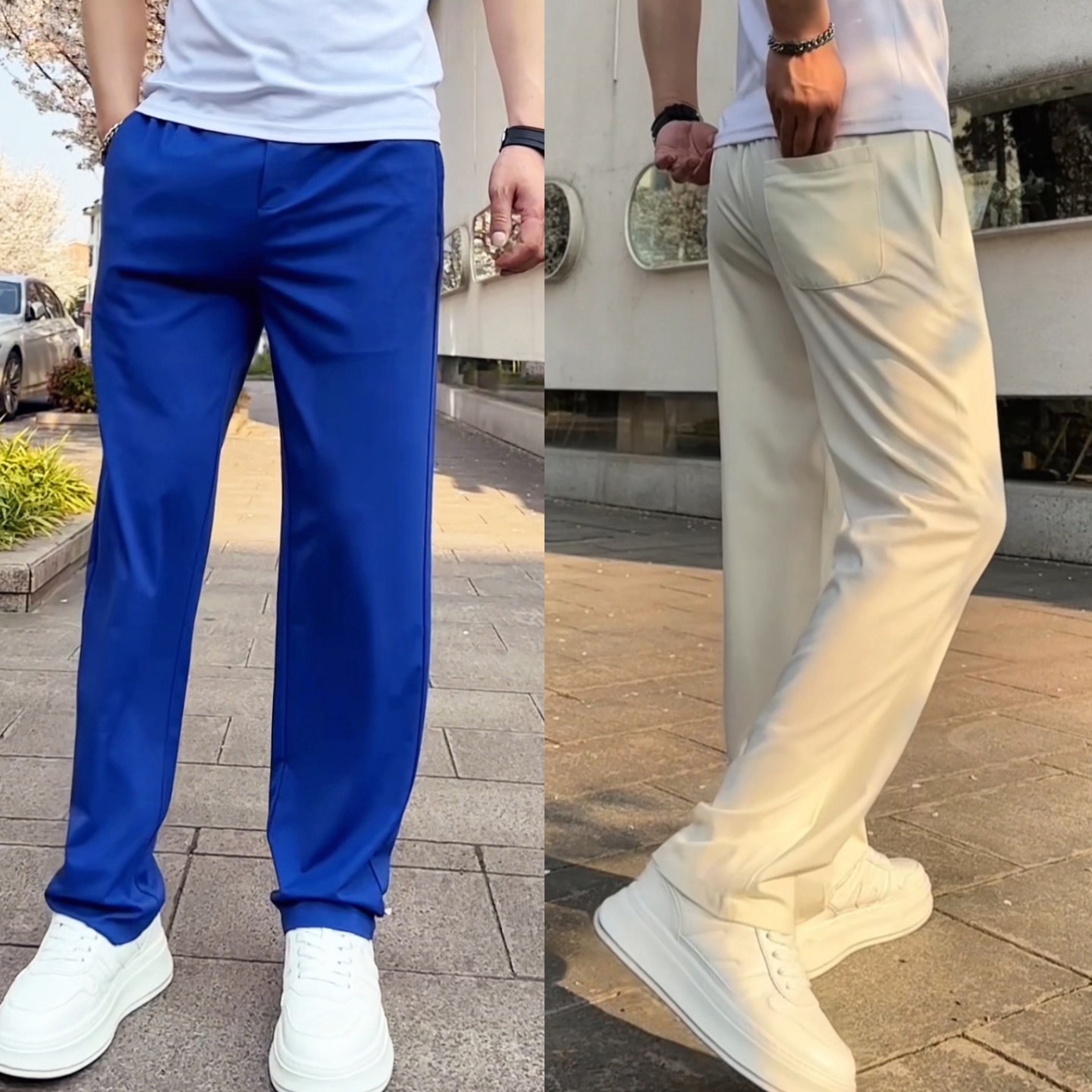 夏季丝滑透气糖果色休闲裤男士