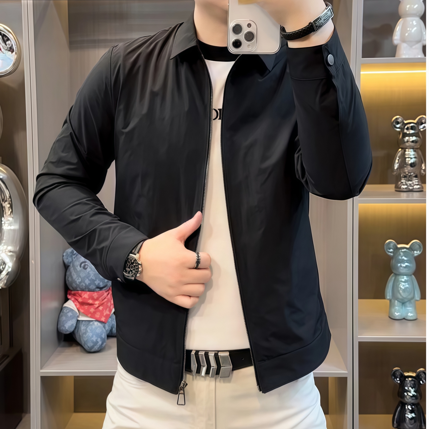 秋季行政夹克外套商务休闲高品质轻奢百搭潮流男士翻领上衣简约潮