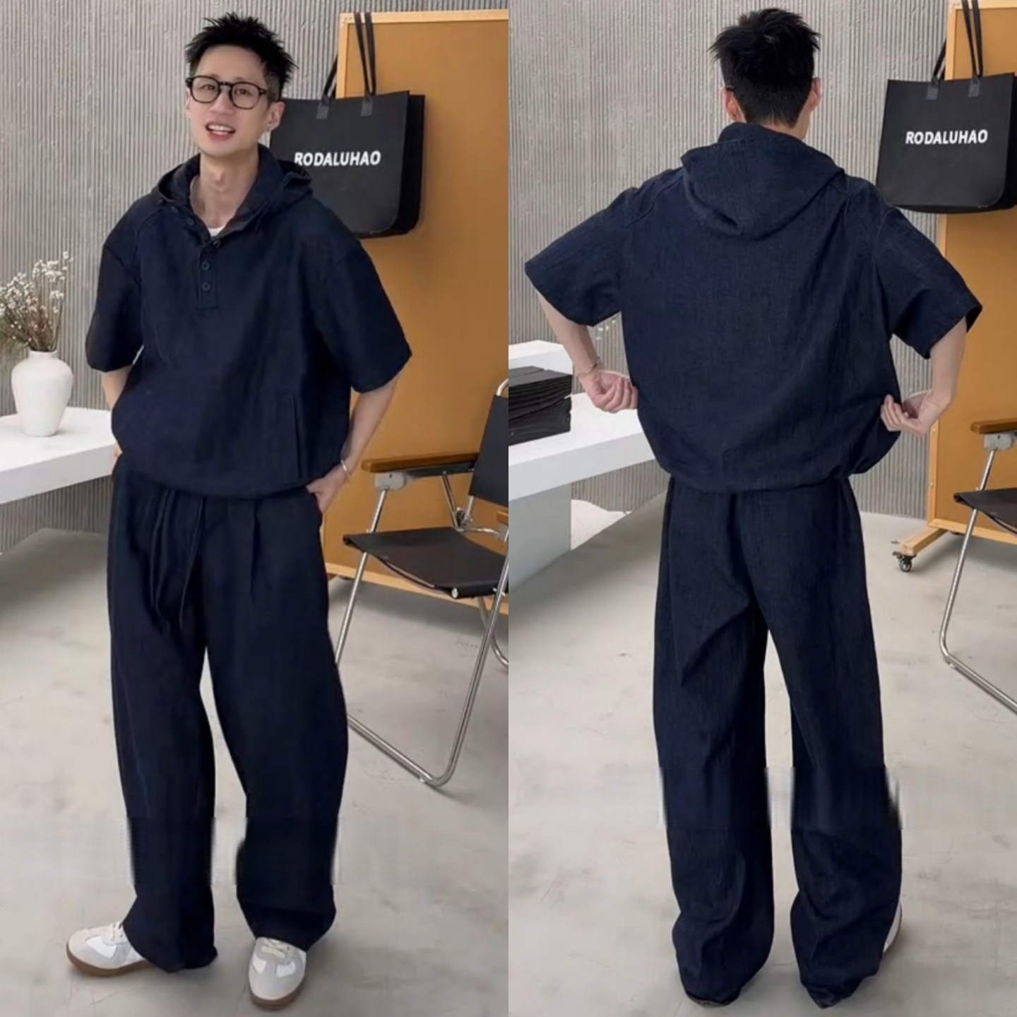 春季牛仔简约时尚休闲风套装男士