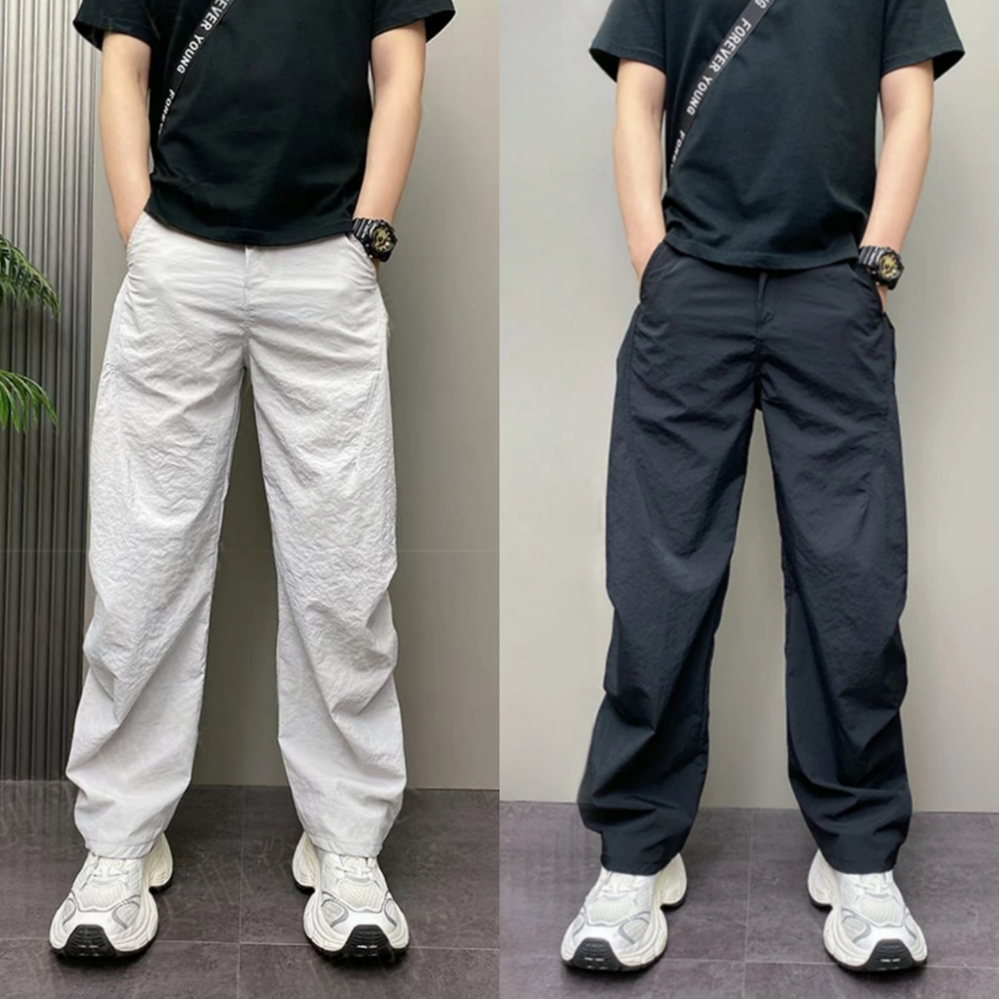 美式男裤秋季新款痞帅哈伦裤青年男士休闲长裤户外工装直筒长裤子