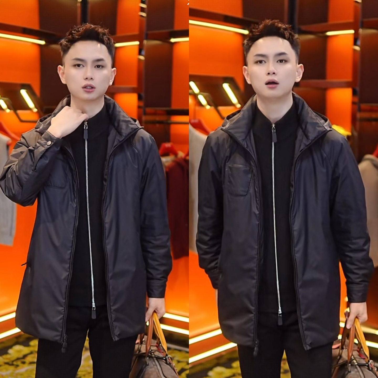 冬季男士连帽中长款休闲棉衣夹克