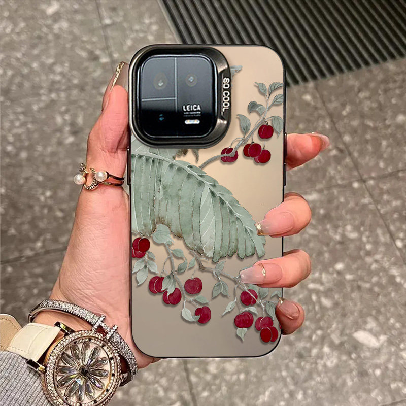 红透满枝头适用小米14手机壳古风小米13pro男女12Ultra磨砂彩银K70防摔新款K60小众note13全包高级保护套