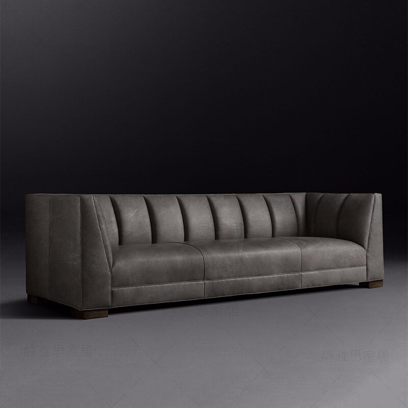 意式轻奢超纤皮PU皮艺沙发设计师梳化酒店工作室售楼处展厅样板间