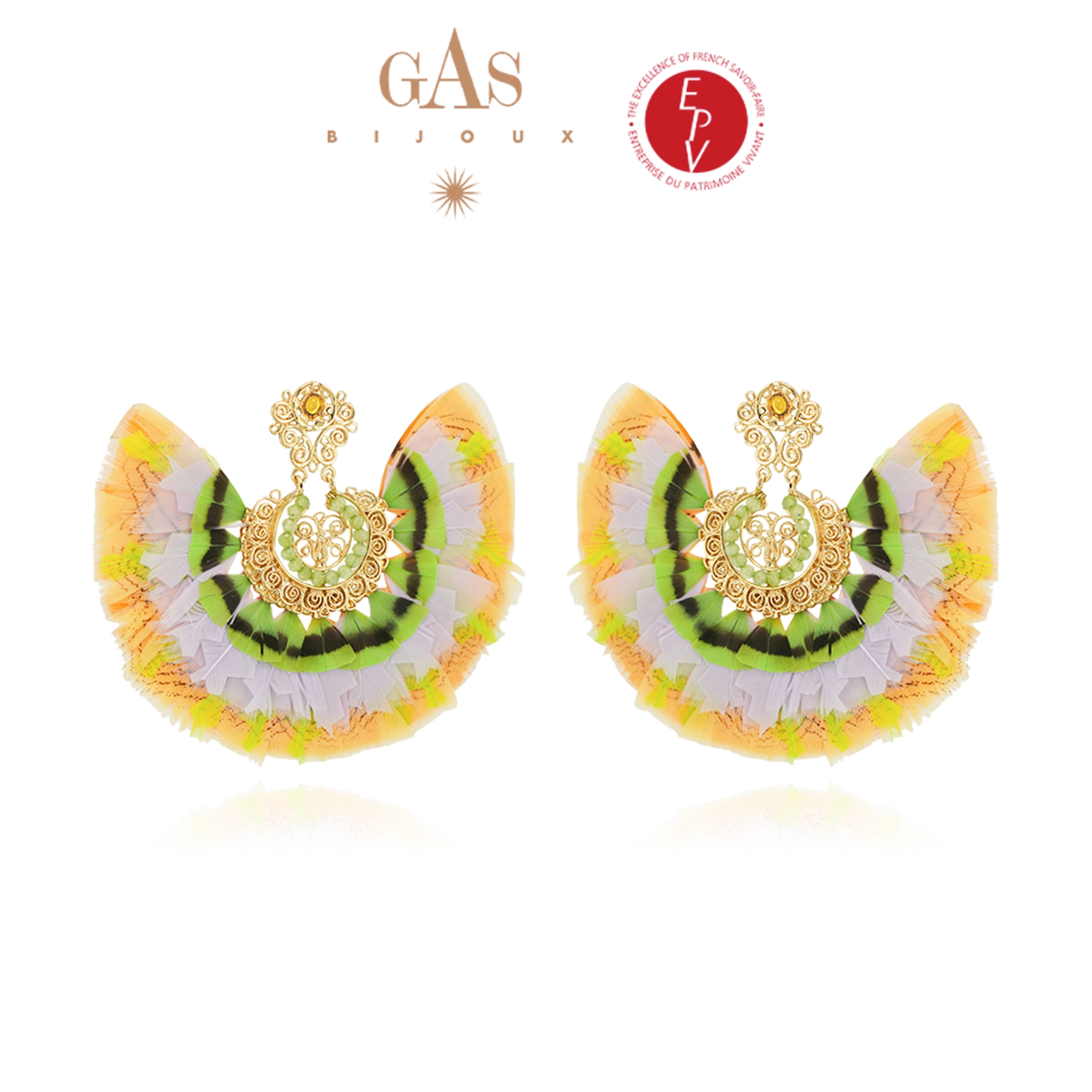 【AZLOOK】GasBijoux翠鸟耳环高级感天然手工设计耳钉时尚首饰品