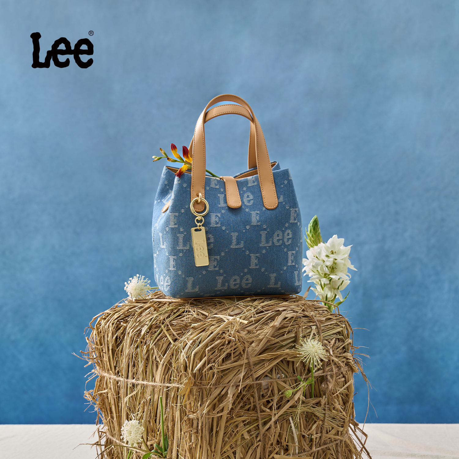 Lee新款老花水桶包女士手提包