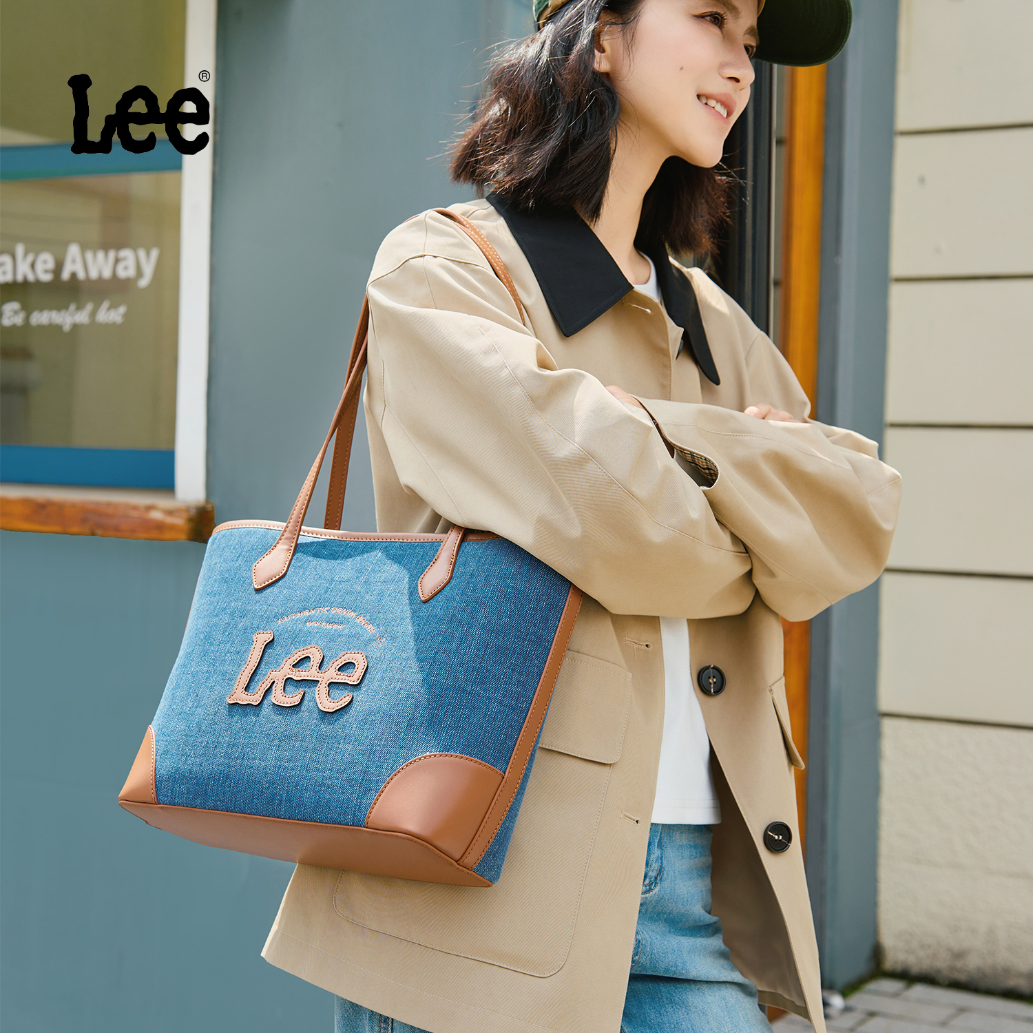 Lee牛仔托特包新款百搭通勤单肩