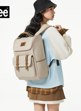 Lee新款潮流双肩包女大学生背包初中生书包旅行包男大容量电脑包