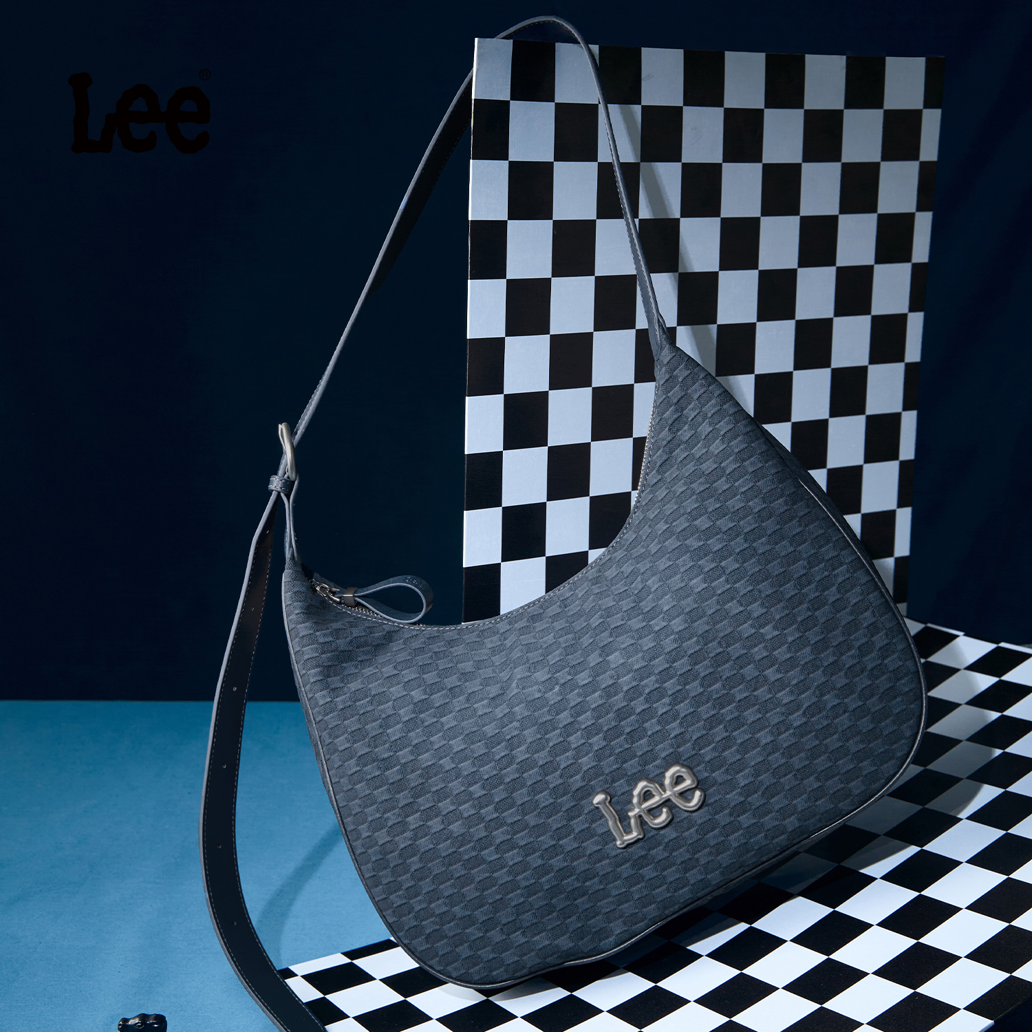 Lee新款编织格纹单肩包