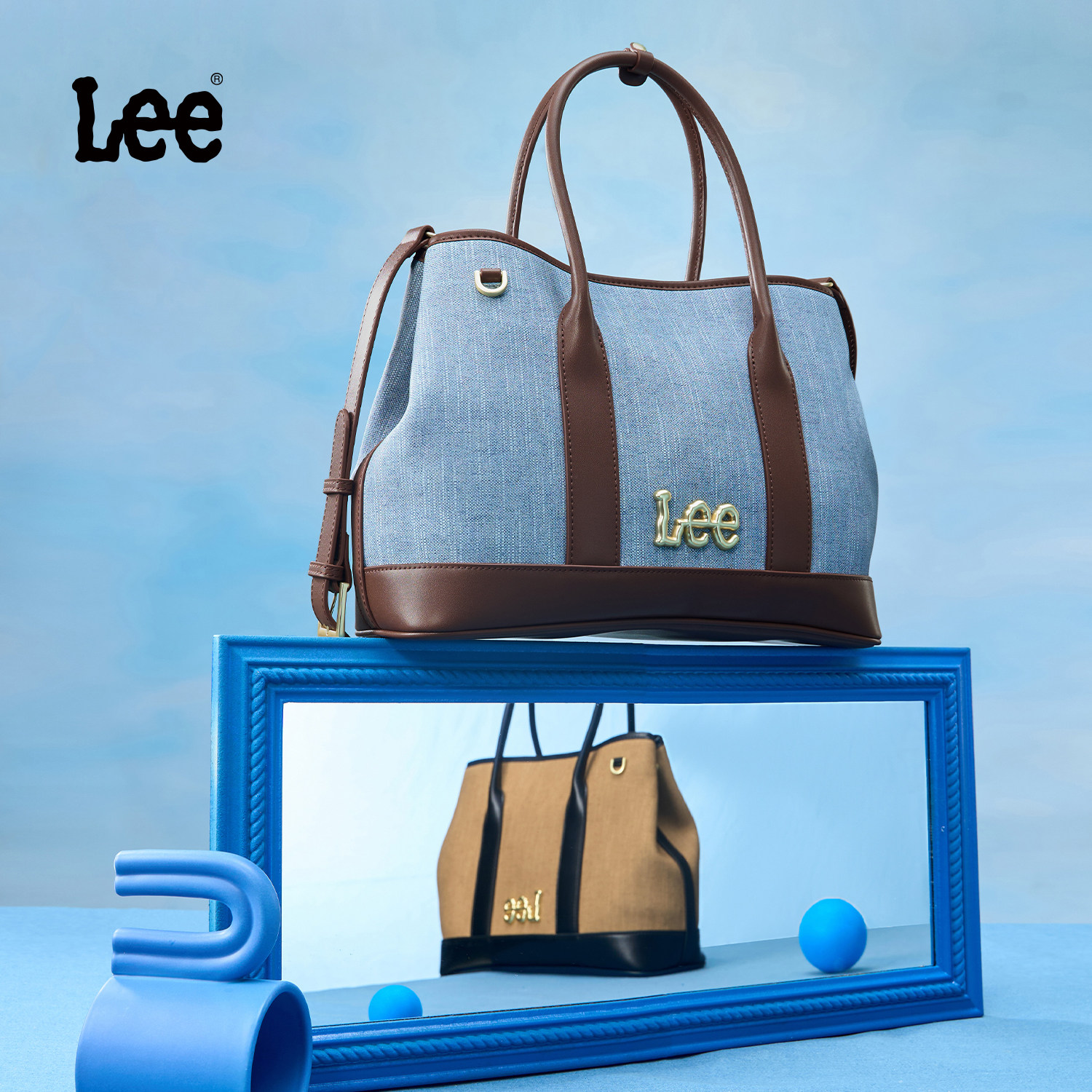 Lee丹宁拼接托特包2025秋冬新款高级感单肩斜挎包通勤百搭手提包,箱包皮具/热销女包/男包,托特包,淘宝优惠券,粉丝福利购,淘宝优惠卷