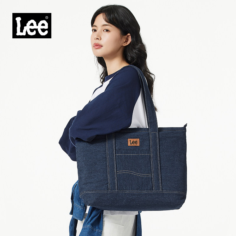 Lee官方休闲手提包大容量购物袋学生收纳包简约时尚挎包女托特包