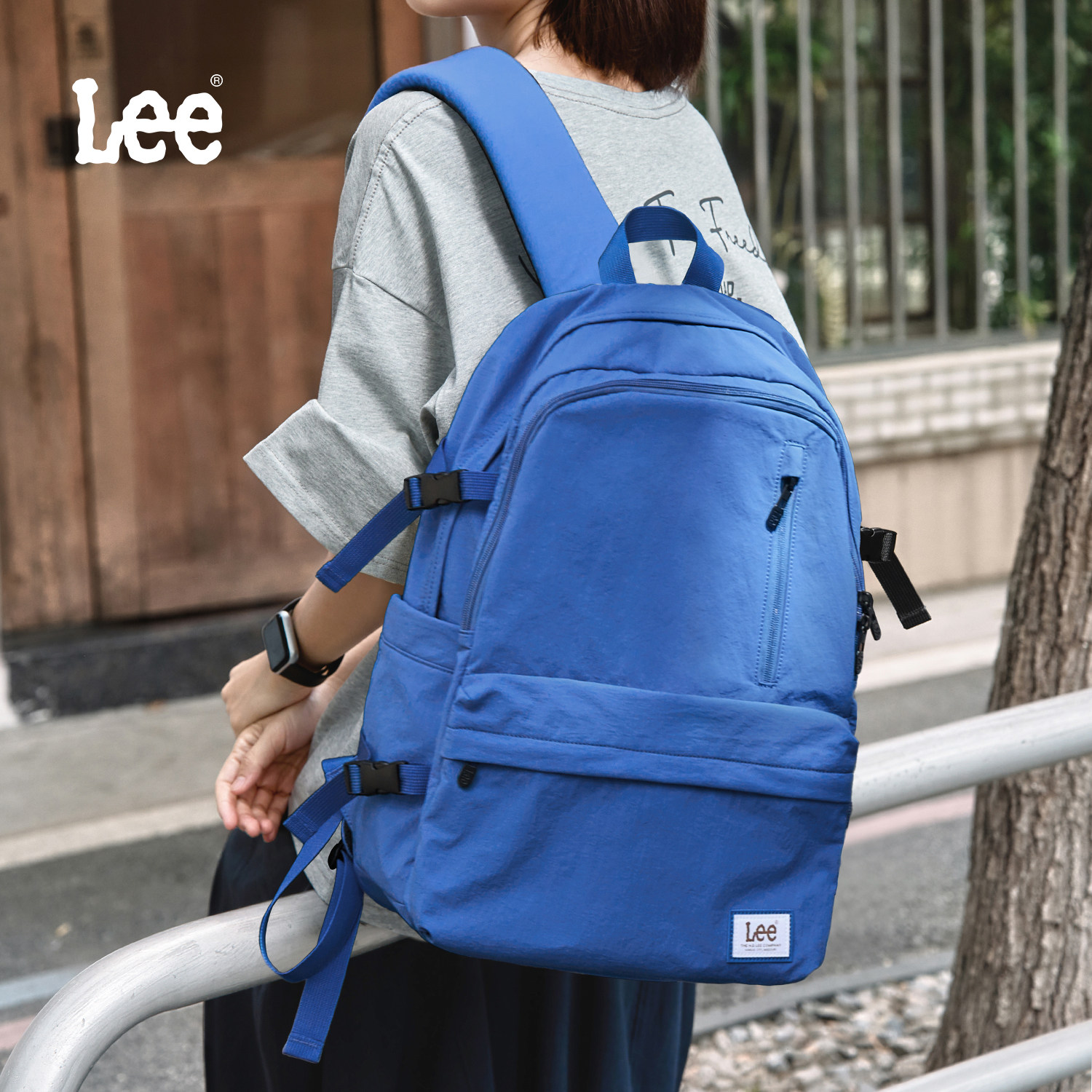 Lee新款潮流双肩包女初高中大学生背包上课书包休闲通勤电脑包男