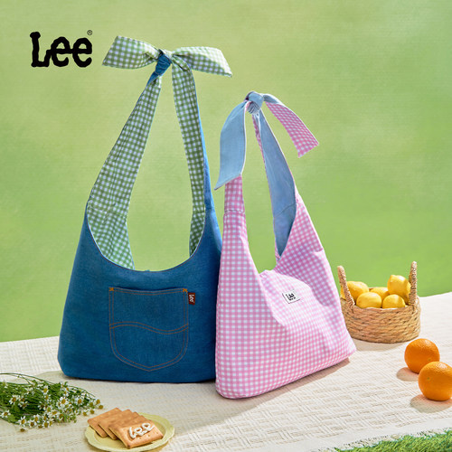Lee官方双面托特包女大学生百搭通勤包大容量单肩包休闲斜挎包包