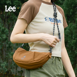 Lee2025新款 斜挎包女包通勤出行牛角包雙肩帶單肩包餃子腋下小包