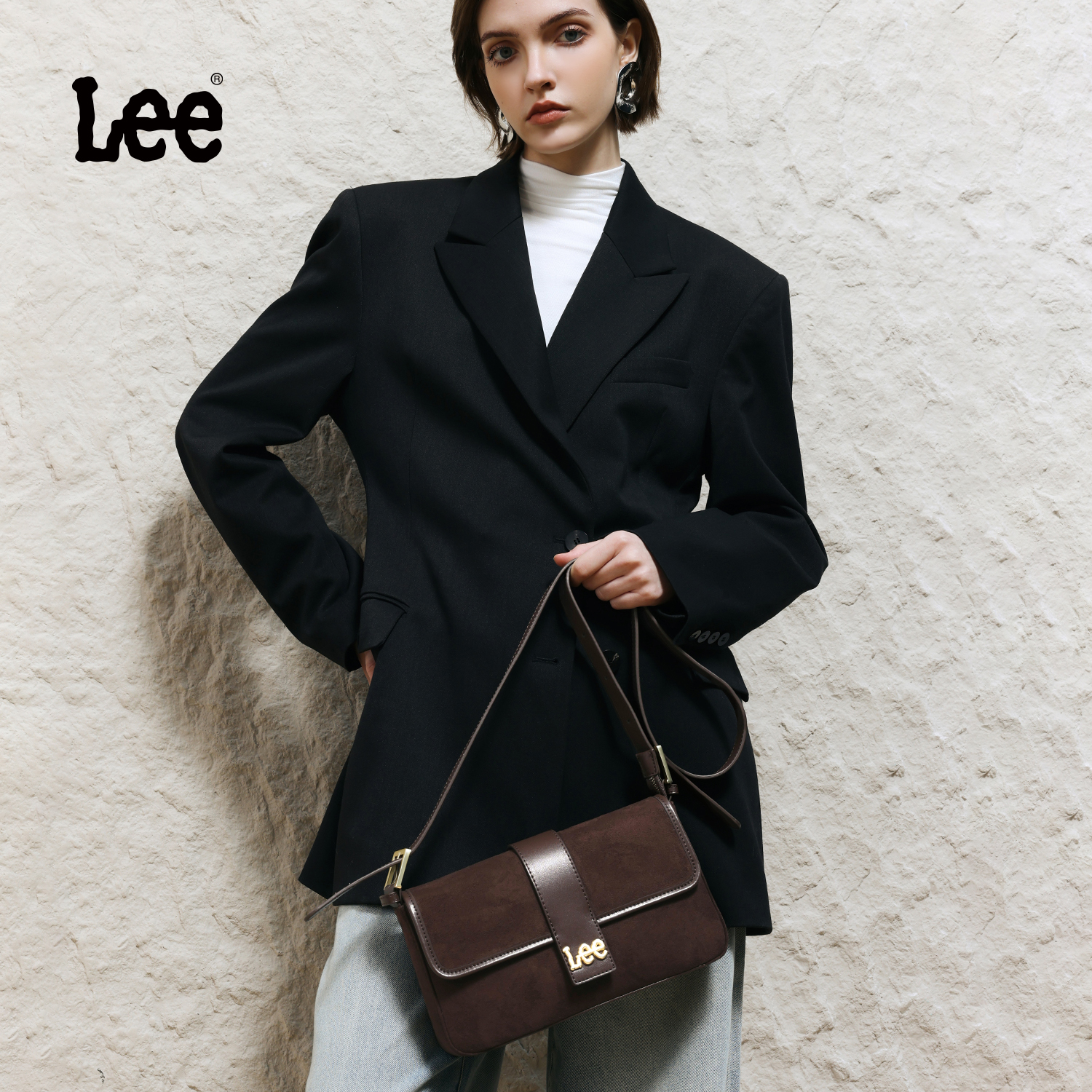 Lee高级感麂皮绒单肩包百搭