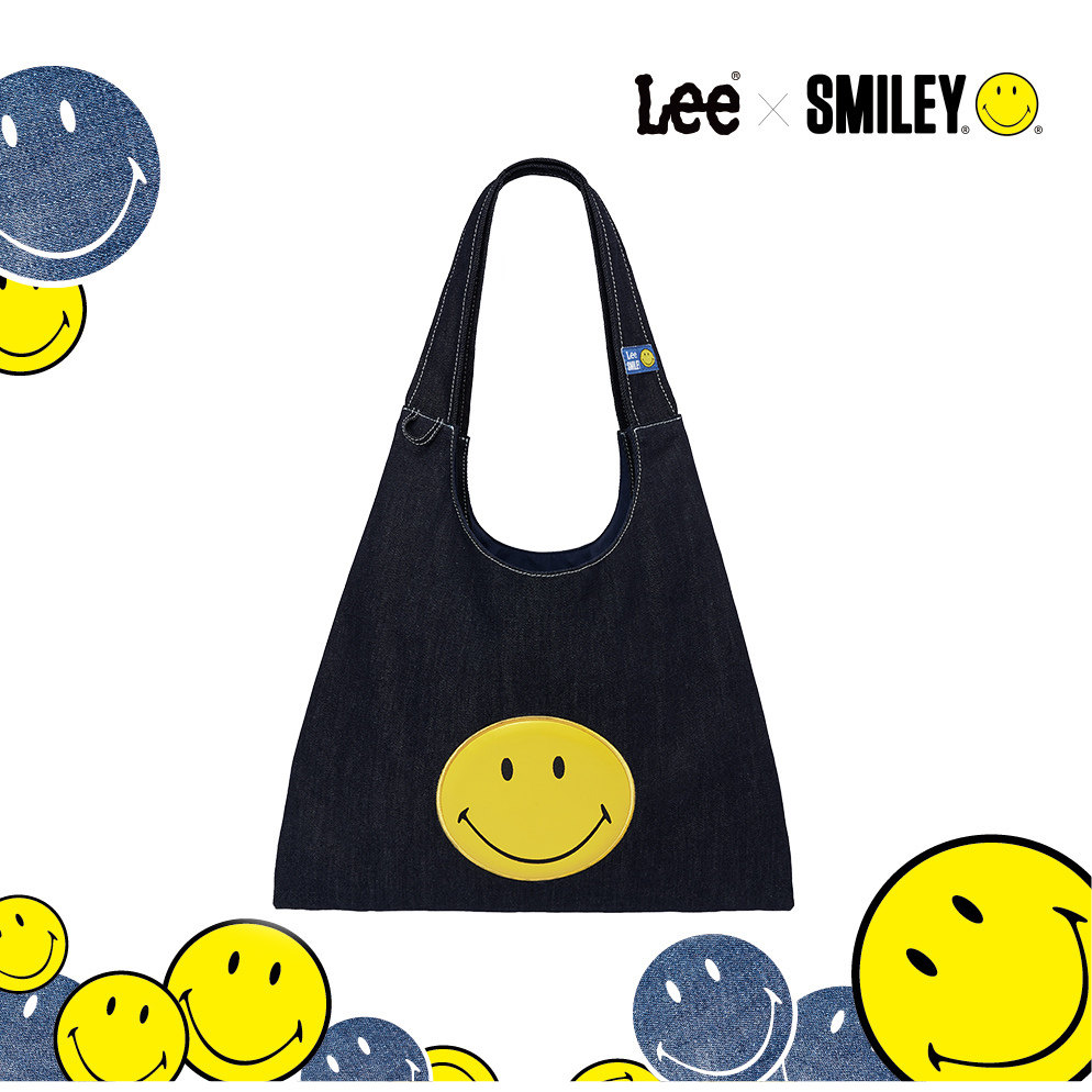 Lee&Smiley联名黄色托特包大容量购物袋卡通可爱笑脸女生牛