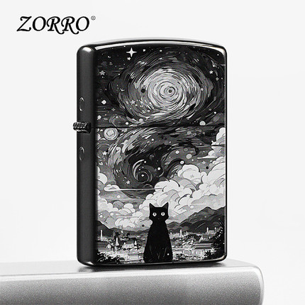 ZORRO/佐罗星空猫咪煤油防风打火机圣诞情人节生日礼物送男生老公