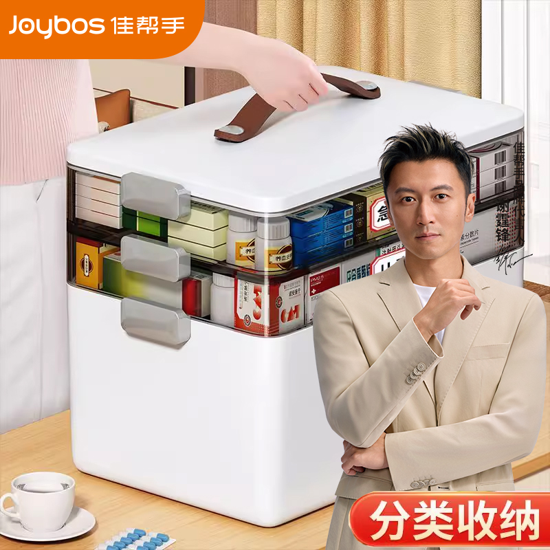 佳帮手家用药箱大容量多层可视急救医药箱防潮加厚超大药品分装盒