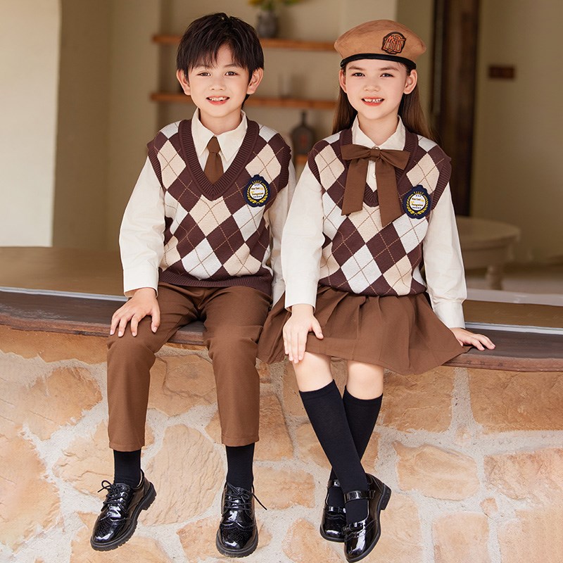 春秋男女童英伦风演出服背心马甲A小学生校服班服幼儿园园服合唱